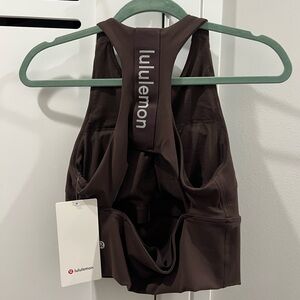Lululemon NWT Logo Elastic Everlux Shelf Tank Espresso / Bone